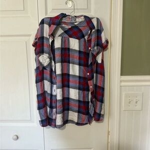 Short Sleeve Plaid Button Up